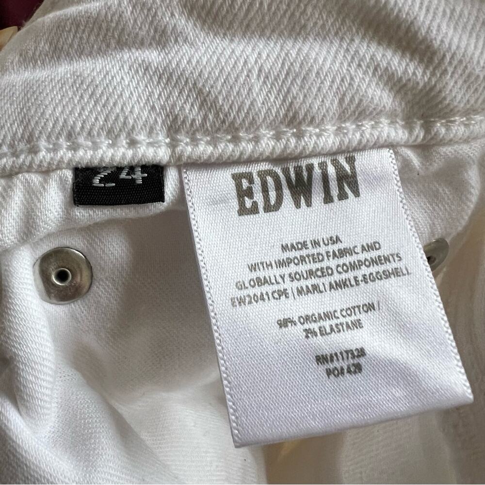 Edwin Marli Wide Leg High Rise Ankle Jeans In Eggshell - Picture 6 of 9
